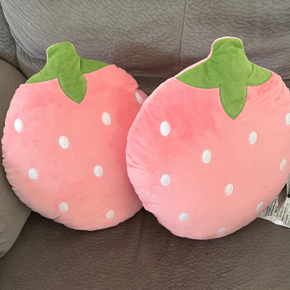 Charming Pink Strawberry Accent Pillows
